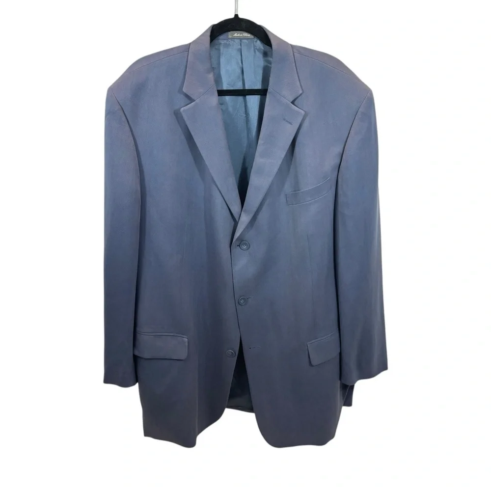 Men’s Oscar‎ de la Renta Brand Blue Two Button Blazer Sports Coat Size 48L